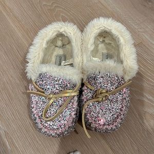 Crewcuts Pink Glitter Kids Shoes with Gold Accents